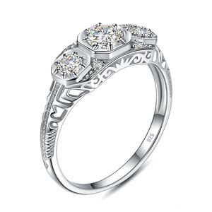 Anillo solitario Pure 925 Silver 3 stone ring mossanite para mujer con certificado GRA Compromiso de boda Nupcial Joyería hecha a mano Regalo femenino 230616