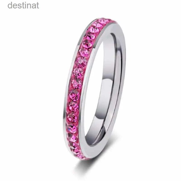 Anillo solitario QianBei, anillos elegantes de acero inoxidable con goteo para mujer, anillos de boda con diamantes de imitación de Color plateado, joyería de moda, superventas L231220