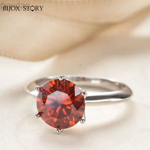 Anneau de Solitaire Red Moisanite Ring 1 CT 6,5 mm avec GRA Certificate Pass Diamond Test 100% S925 Silver Girl Jewelry Anniversary Gift D240419