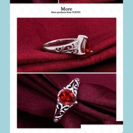 Solitaire Ring Ringen voor vrouwen Kubieke Zirkonia China Groothandel Bruiloft Kristal Rode Sier Diamant Edelsteen Drop Levering Sieraden Dhexn
