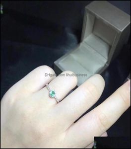 Solitaire ringringen Sieraden Natuurlijke Emerald Ring Shop Promotie Specials Gemstone uit de mijngebied 925 Sier Y1128 Drop Del8161436