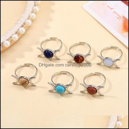 Solitaire ring ringen sieraden natuursteen kwarts turquoise lapis tijger oog genezing chakra kristal verstelbare vinger voor vrouwen feest drop de