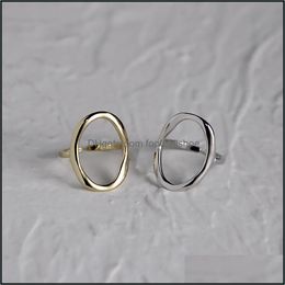 Solitaire ring ringen sieraden siology 925 sterling sier irregar ovale opengewerkte champagne gouden minimalistisch voor vrouwen elegante eenvoudige Y1128 drop d