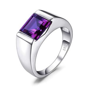 Bague Solitaire Anneaux Hommes Carré 3.3Ct Créé Alexandrite Saphir 925 Bague En Argent Sterling Pour Hommes Fine Jerwelry Mode Style648 T Dhkci