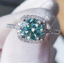 Solitaire Ring S925 Silver 30CT Blue Green Wedding Brilliant Cut Sparkling Diamond Bijoux Femme Femme Consécument Luxury S 2211047551392