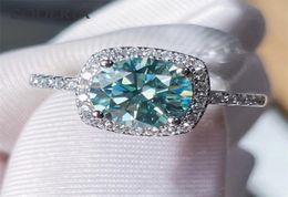 Anello solitario s925 Argento 30CT Blu Verde Matrimonio Taglio brillante Diamanti scintillanti Gioielli Donna Regalo di fidanzamento Lusso s 2211043871450