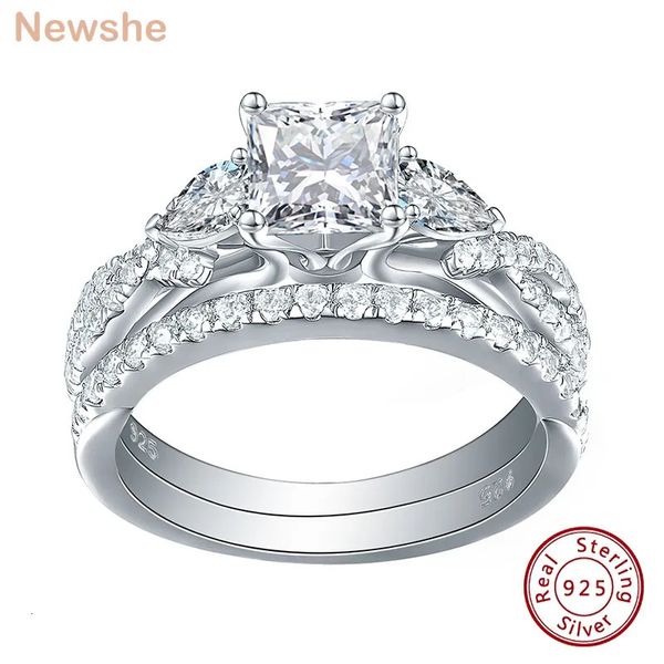 Bague Solitaire elle 2 pièces ensemble de mariage en argent Sterling 925 17 Ct princesse taille poire AAAAA CZ bagues de fiançailles pour femmes bijoux à la mode 231007