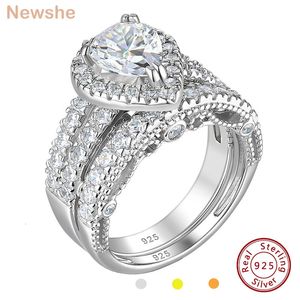 Bague solitaire elle 925 bagues de fiançailles de mariage en argent sterling pour femmes poire ovale coupe AAAAA CZ imitation diamant bijoux de mariée 230626