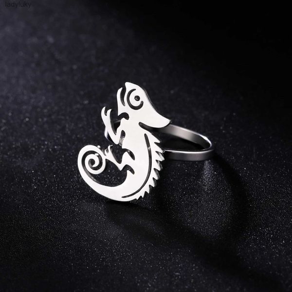 Anillo solitario Skyrim Cool Lizard Ring Acero inoxidable Mujeres Hombres Anillos de dedo Punk Hiphop Camaleón Animal Joyería Regalo Nuevo en venta al por mayor 240226