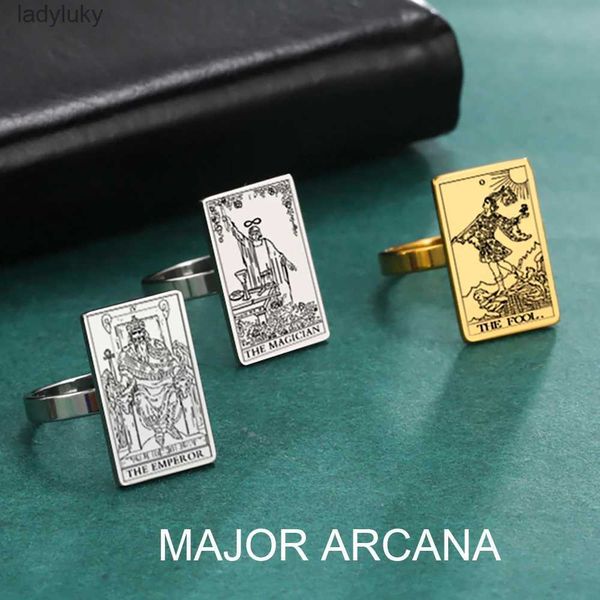 Bague Solitaire Skyrim Tarot Cartes Anneaux Femmes Hommes Acier Inoxydable Astrologie Bagues Arcanes Majeurs Amulette Bijoux 2023 Tendance Cadeau pour Ami 240226