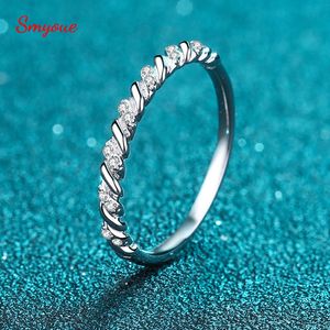Solitaire Ring Smyoue 0.056ct Twisted Ring voor Vrouwen 100% 925 Sterling Zilver Lab Diamond Stapelbare Trouwbelofte Band 230609