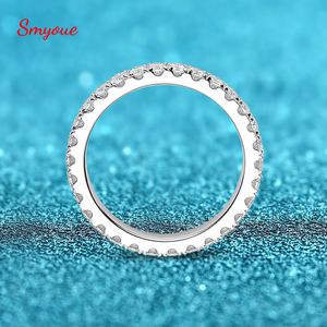 Solitaire ring Smyoue 0.9ct 2mm ring voor vrouwen mannen volledige entree Match Wedding Diamond Band 100% 925 Solid Silver Stackable Rings 230419