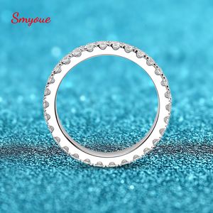 Solitaire Ring Smyoue 0.9ct 2mm Ring voor Vrouwen Mannen Full Enternity Match Wedding Diamond Band 100% 925 Massief Zilveren Stapelbare Ringen 230609