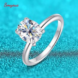 Anillo solitario Smyoue Anillo de diamante chapado en 18 quilates de 23 quilates para mujer Conjuntos de novia de corte elegante ovalado Alianza de promesa de boda en solitario Plata 925 230506