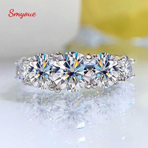 Solitaire Ring Smyoue 18K plaqué 36cT tous les anneaux Moisanite pour les femmes 5 pierres Sparkling Diamond Wedding Band S925 Bijoux en argent sterling gra Z0603