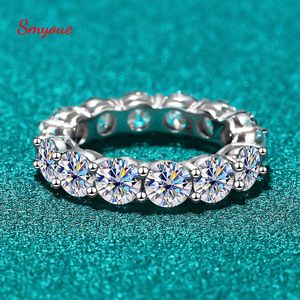 Bague Solitaire Smyoue 7ct 5mm Bague Complète pour Femmes Hommes Sparkling Round Cut Full Enternity Diamond Band Wedding S925 Sterling Silver 230509