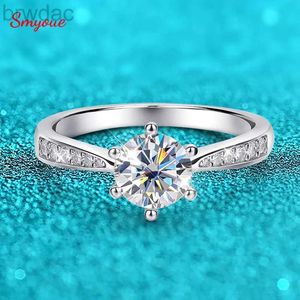 Ring Solitaire Smyoue Real 0.5-3ct Ring de boda Moissanite para mujeres Silver Sterling Round Brilliant Diamond Solitare Commacment Rings Gift D240419