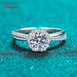 Ring Solitaire Smyoue Gold White 1ct Moissanite Anillo para mujeres Sets Bridal Solitaire Wedding Promise Lab Band 925 Sterling Silver D240419