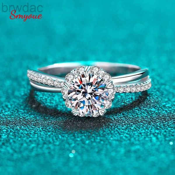 Ring Solitaire Smyoue White Gold 1CT RING MISSANITE POUR LES FEMMES BRIDAL SETS SOLITARE MARIAGE PROMPRANDE LAB LAB LAB DIAMOND 925 STERLING Silver D240419