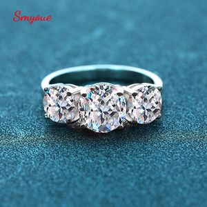 Solitaire Bague Smyoue Or Blanc 42CT Bague pour Femmes Étincelant Laboratoire Cultivé Diamant Bande De Mariage S925 Bijoux En Argent Massif En Gros 230419