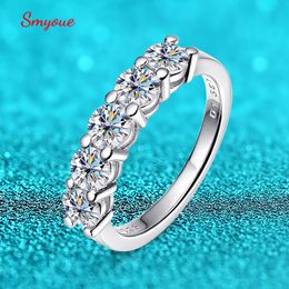 Bague Solitaire Smyoue Or Blanc D Couleur 4mm Bague pour Femme 1.5CT Pierre Match Diamant Alliance Mariée S925 Argent Sterling GRA 230609