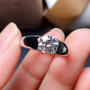 Solitaire Ring Solitaire Male 2ct Lab Moissanite Ring 925 Sterling Silver Engagement Wedding Band Rings For Men Party Jewelry Gift D240419