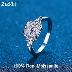 Solitaire Ring Solitaire Ring Radiant Cut 3 Stone Certified Diamond Wedding Band Massief Zilver Luxe Vrouwen Engagement Z230711