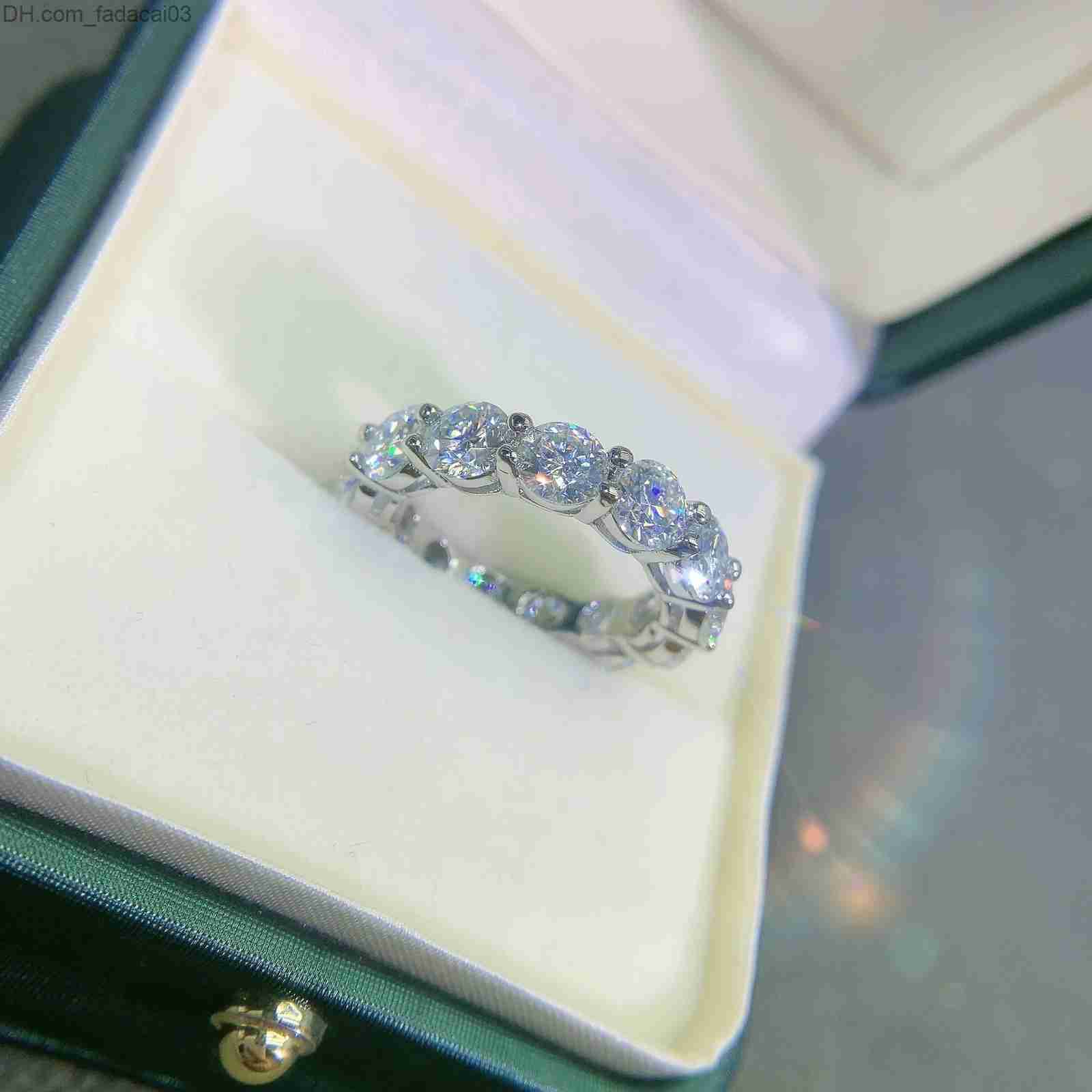 Кольцо-пасьянс Кольцо-пасьянс Одиночное кольцо с бриллиантами диаметром 5 мм и 67 карат из стерлингового серебра S925, многослойное кольцо для мужчин и женщин, кольца для пар, качественные ювелирные изделия 230203 Z230630
