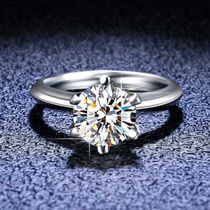 Solitaire Ring Solitaire Ring Sterling Silver Solid Wedding Ring 6 Prong 05CT 1CT 2CT Diamond Engagement Rings For Women Promise Gift Fine Jewelry 230203 Z230630