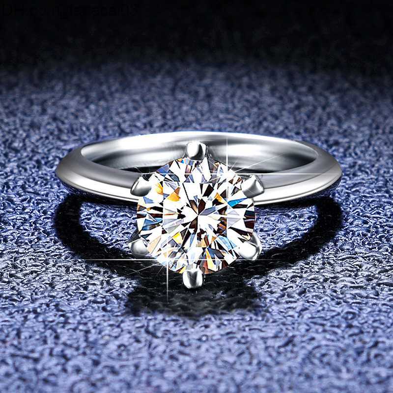 Pierścień Pierścień Pierścień Pierścień Sterling srebrna solidna pierścionka ślubna 6 prong 05ct 1ct 2ct diamentowe pierścionki zaręsze