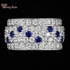 Solitaire Ring Solitaire Ring Wong Rain 18K Gold plaqué luxe 925 Sterling Silver Lab Sapphire High Carbon Diamonds Gemstone Wedding Band Bijoux Z230710