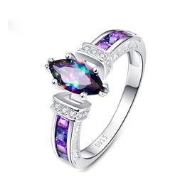 Solitaire ring Speciale marquise vorm Shiny Purple CZ Prong Setting Fashion Cocktail Party Rings For Women Size 610 Groothandelspartijen B DHFD7