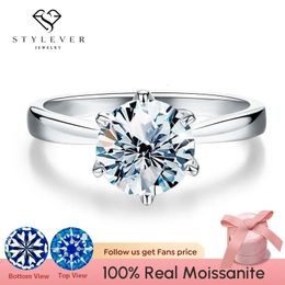 Solitaire Ring Stylever 05ct 1ct Real Engagement Bruiloft Diamanten Ringen voor Vrouwen 925 Sterling Zilver Luxe Kwaliteit Sieraden 231007