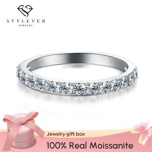 Solitaire Ring Stylever Echte Diamant Stapelbare Ringen voor Vrouwen 925 Sterling Zilveren Bruiloft Band Trendy Mode-sieraden 231007