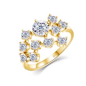 Solitaire ring Szjinao gecertificeerd totaal is 1,5ct volledige ring vrouw met veel stenen zilveren infinity trend sieraden voor verloving in 230509