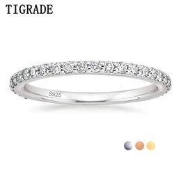 Solitaire ring Tigrade 2mm 925 Sterling Silver Ring voor vrouwen trouwring kubieke zirconia volledige stapelbare verlovingsring maat 3-13 230419
