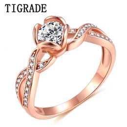 Solitaire Ring Tigrade 925 Sterling Zilveren Ring Rose Goud Kleur Vrouw Infinity AAA CZ Trouwring Verlovingsring anel feminino Verjaardag 230626