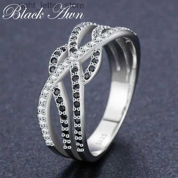 Anillo solitario de moda 2,6 g de plata esterlina 925 joyería fina Bague Anillos de compromiso de espinela negra para mujer regalo de fiesta para niña Bijoux C448 YQ231207