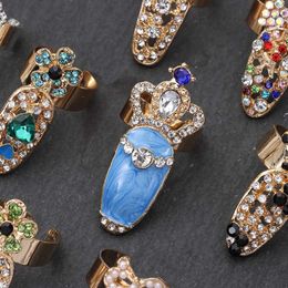 Solitaire ring turelove vrouwen luxe vingernagels mode bowknot nagelkroon bloem kristal vinger s sieraden cadeau y2302