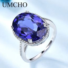 Solitaire Ring UMCHO Luxe Tanzanite Edelsteen Ringen Voor Vrouwen Solid 925 Sterling Zilver Fijne Sieraden Vrouwelijke Verlovingsring Kerstcadeau 231031