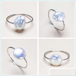 Anillo solitario anillo de perla barroque un anillo de perlas de 8-9 mm S925 Sterling Sier Jewelry Diseñador de moda para mujeres Regalo de boda 1pcs/lote Dhpmy