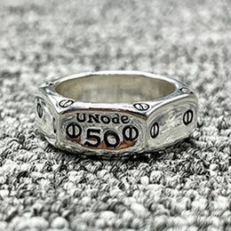 Anel solitário UNOde50 moda criativa banhado a prata 925 hexagonal charme anel presente de feriado 231007