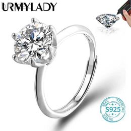 Solitaire ring urmylady gra gecertificeerd 1-3ct moissanite ring vvs1 lab diamant verstelbare ring voor vrouwen verlovingsbelofte trouwband sieraden d240419