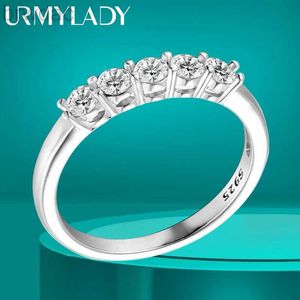 Anneau solitaire urmylady or blanc d couleur 4 mm ring Moisanite for women 1.5ct malle de pierre diamant bande mariée s925 sterling argent gra d240419