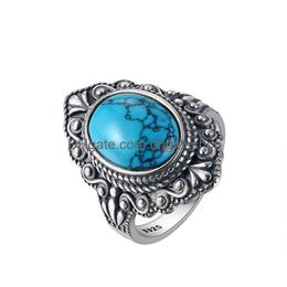 Solitaire Ring Vintage Moonstone Rings for Women Jewelry doigt Femme Charmante Énoncé cadeau Drop Livraison DHW8O