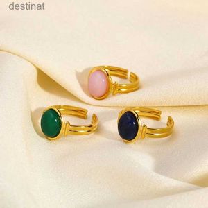 Anillo solitario anillo de piedra natural vintage para mujeres pvd 18k dorado con forma de oro anillo de dedos impermeable a impermeabilizar regalos231220