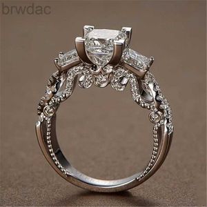 Solitaire Ring Vintage Princess Cut Lab Diamond Ring 925 Sterling Silver Engagement Wedding Band Rings For Women Bridal Fine Party Jewelry D240419