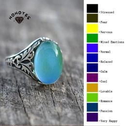 Anillo solitario Vintage Retro Color cambio de humor Oval emoción sensación cambiable Control de temperatura para Mujer Anillos Mujer 231016