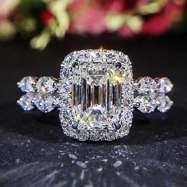 Anillo solitario Conjuntos de joyería de boda Anillos Huitan para mujeres Brillante Cubic Zirconia Compromiso Accesorios femeninos Propuesta de lujo Regalo de moda 231010