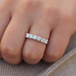 Solitaire Ring Trouwringen 12ctw 35mm DF Ronde Cut Engagement Lab Grown Diamond Band Ring Solid Echt 9k Wit Goud voor vrouwen 220829